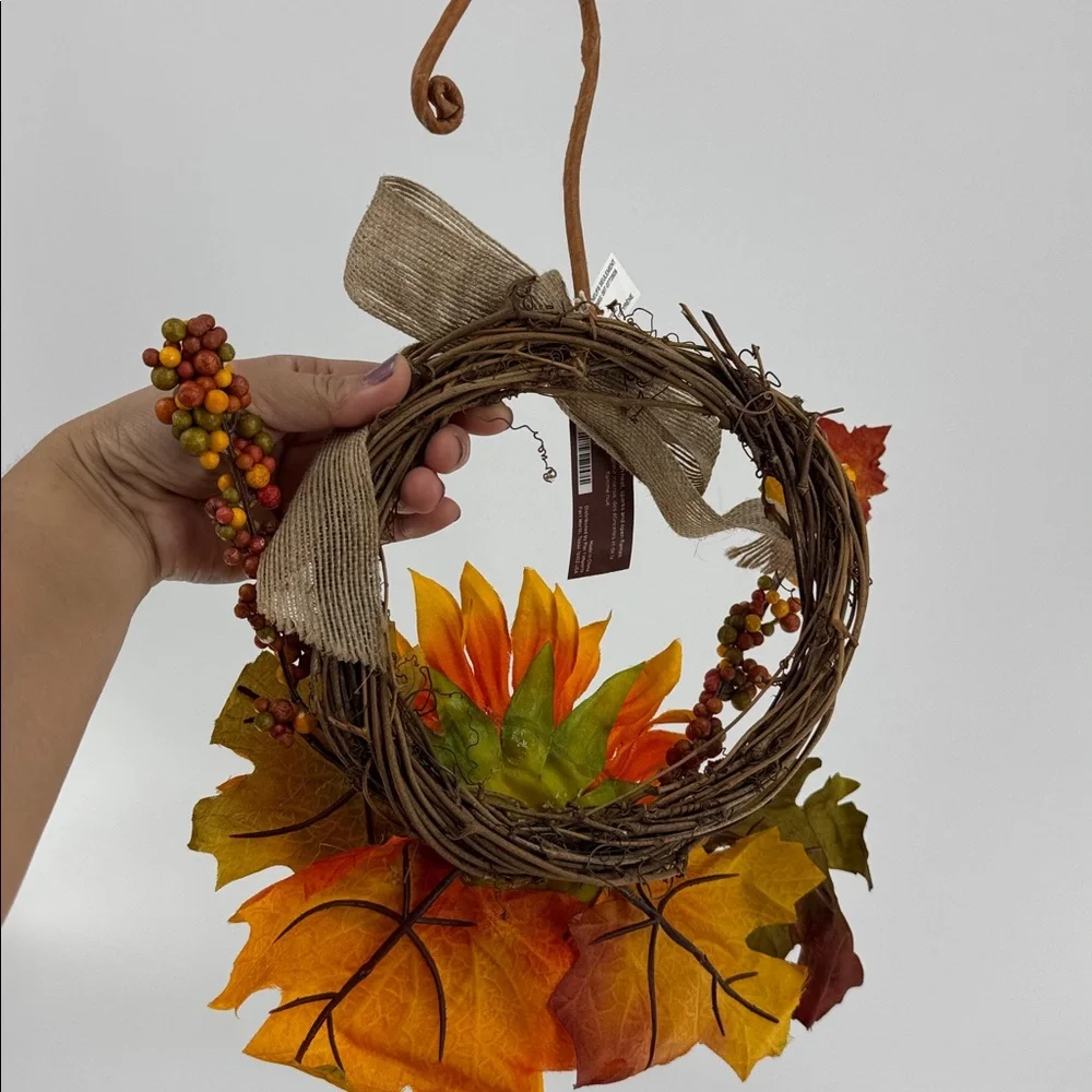 Pier1 Set of 3 Sunflower Autumn Wreath Chair Decor NWT